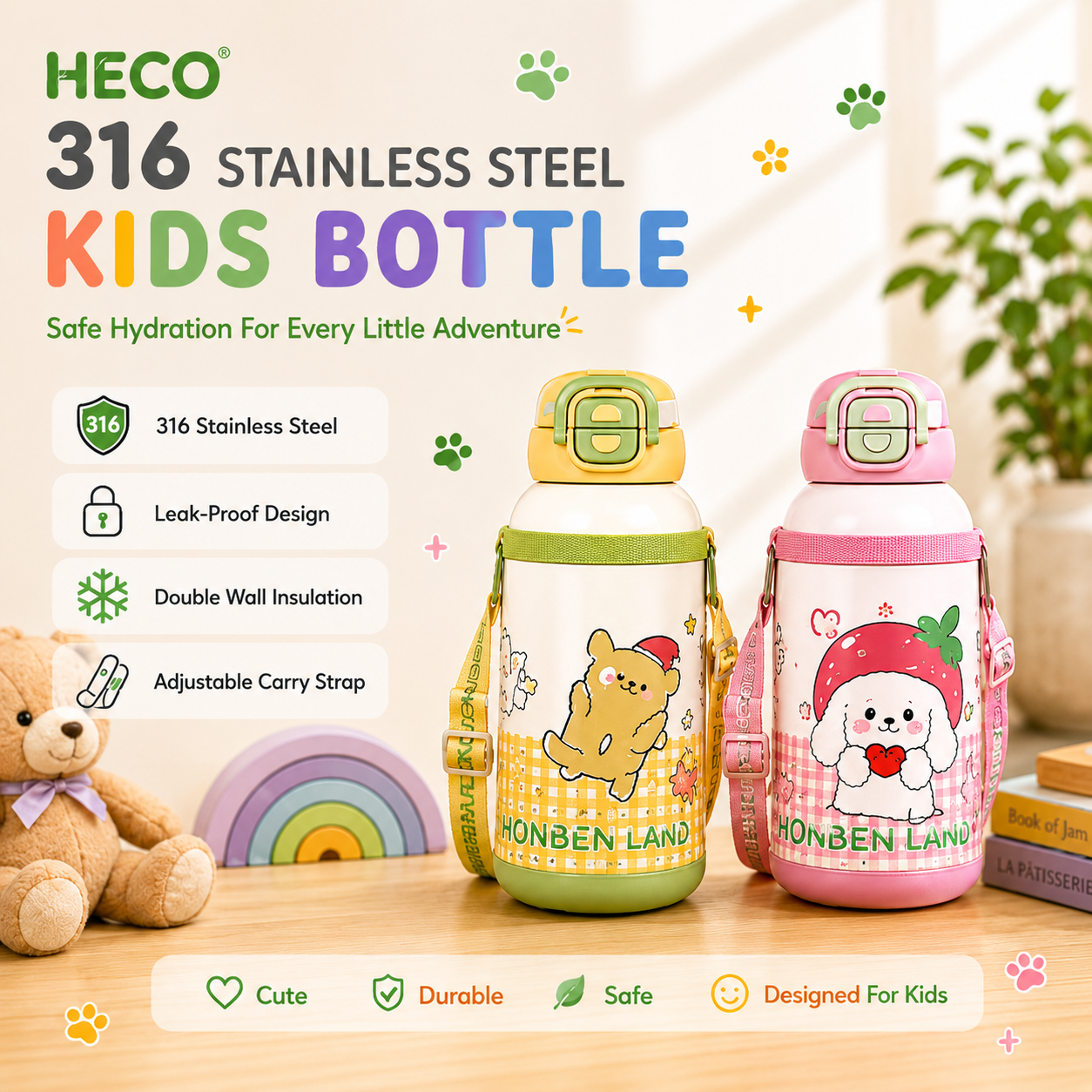 Heco 316 Stainless Steel Kids Bottle|BPA-Free Materials - DCTB