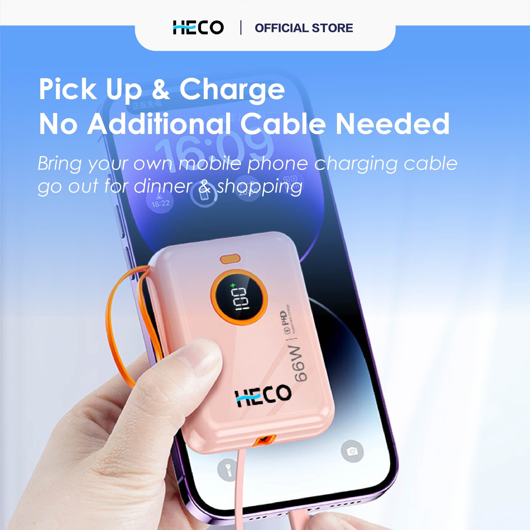 Heco 66W Fast Charge Powerbank 10000mah