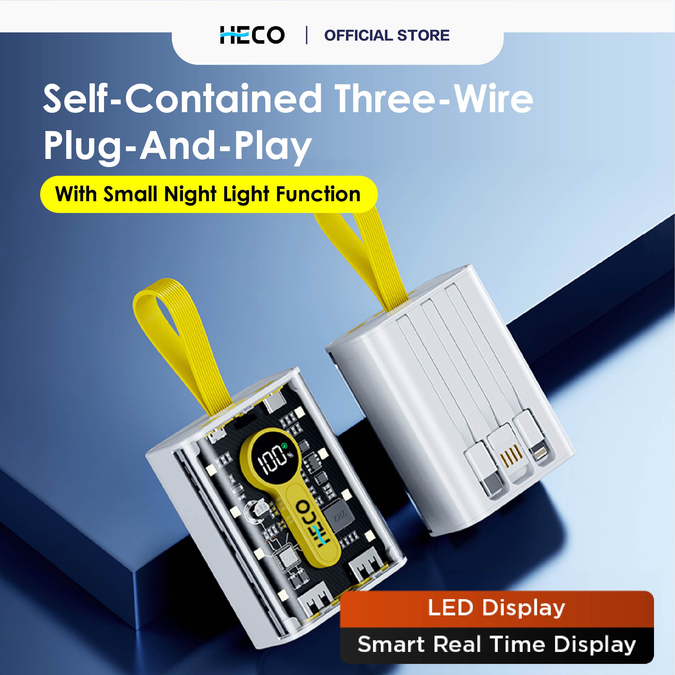 Heco Fast Charge Powerbank With Light 10000mah