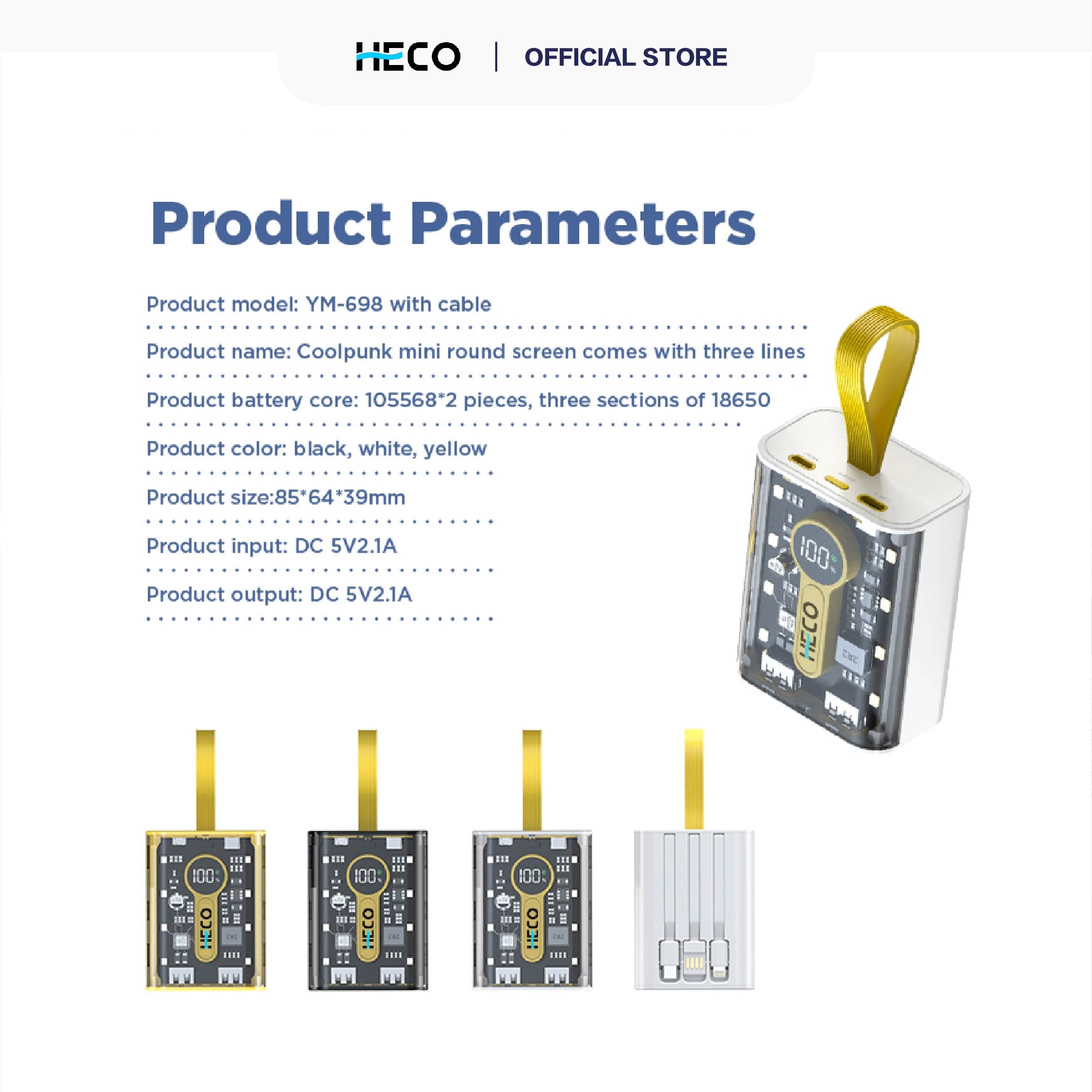 Heco Fast Charge Powerbank With Light 10000mah