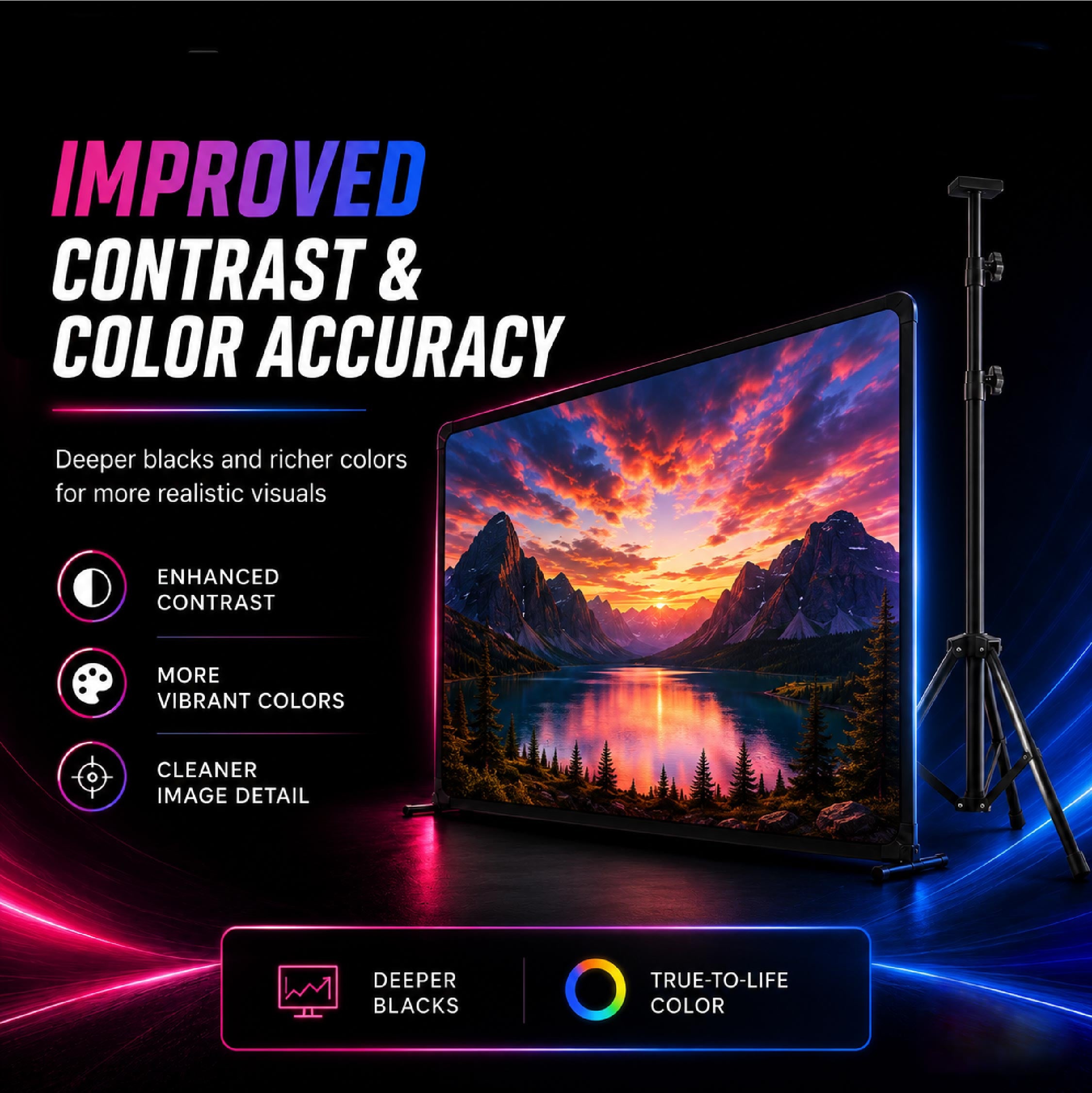 Heco 100” Inch Anti-Light Grey Projector Screen with Stand - DCTB