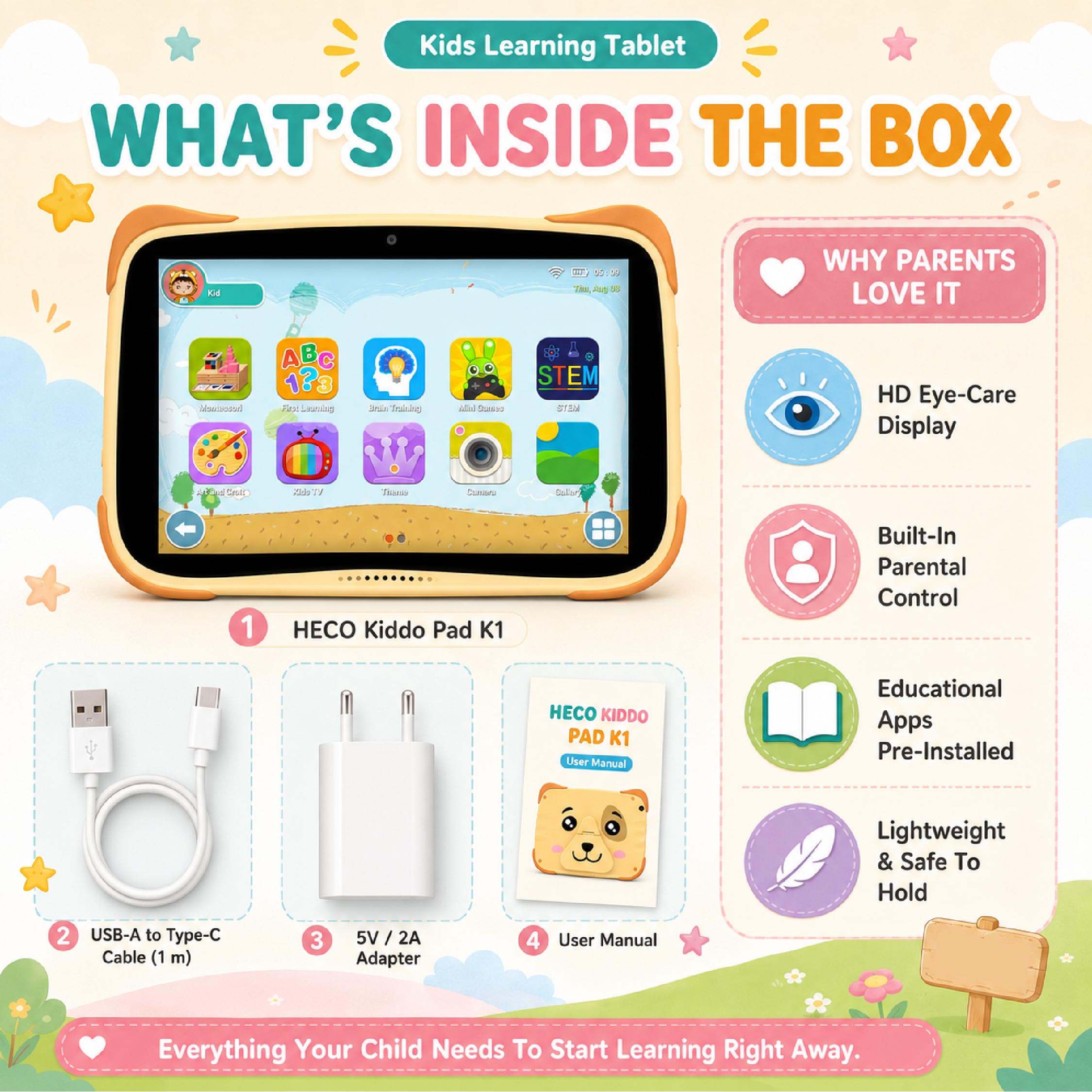 Heco Kiddo Pad K2 - Kids Tablet - DCTB