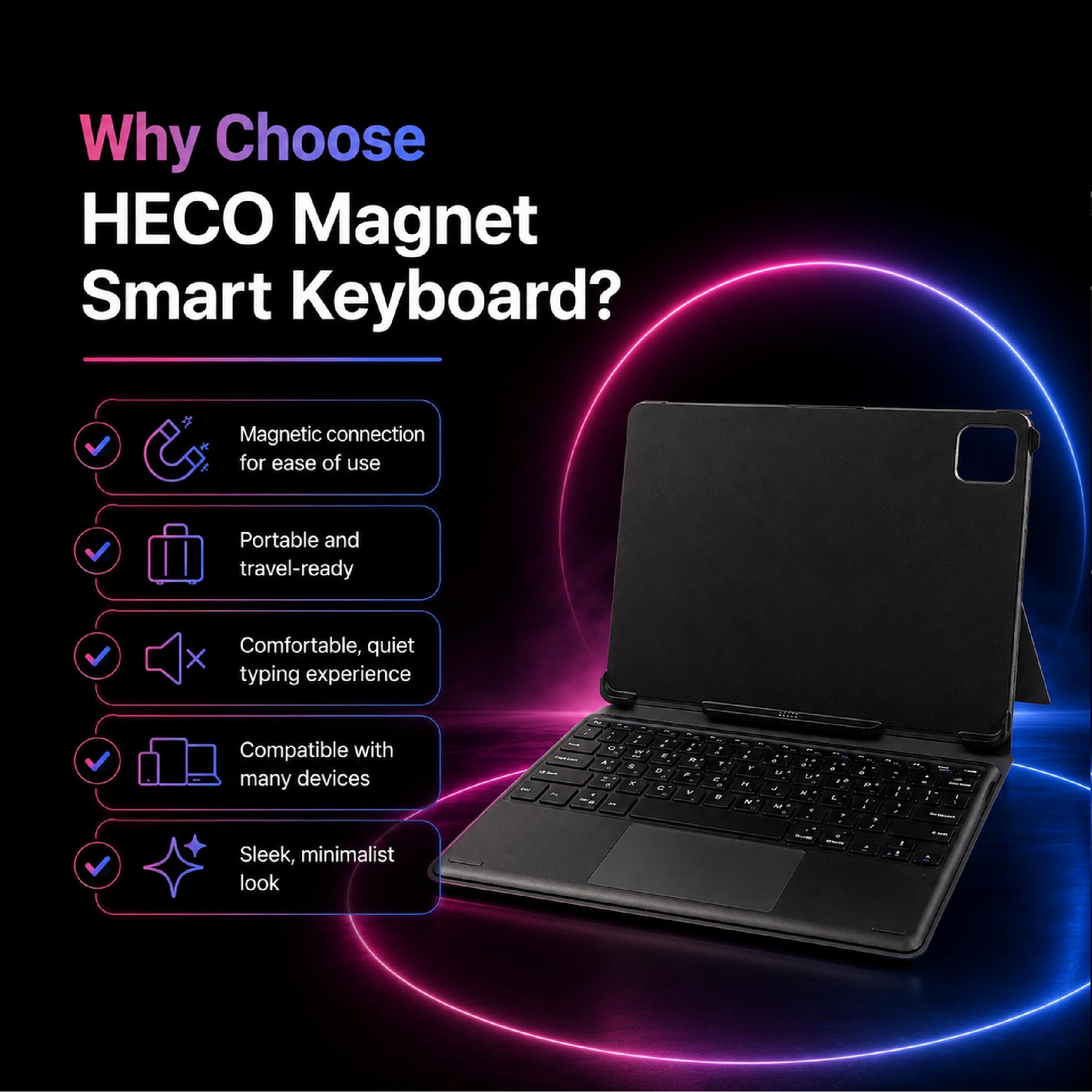 Heco Vision Tablet Magnet Smart Keyboard (10.36' Inch) - DCTB