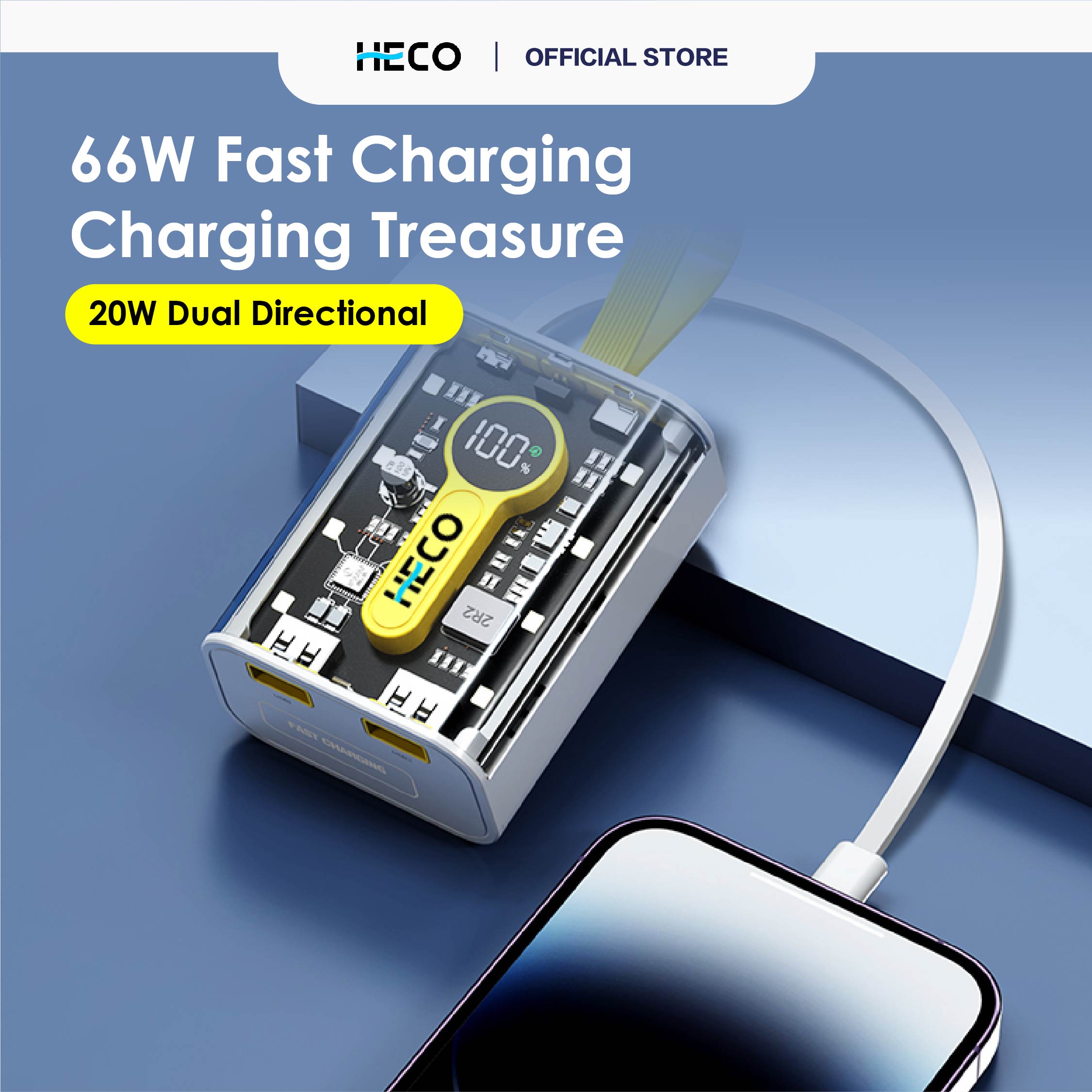 Heco Fast Charge Powerbank With Light 10000mah