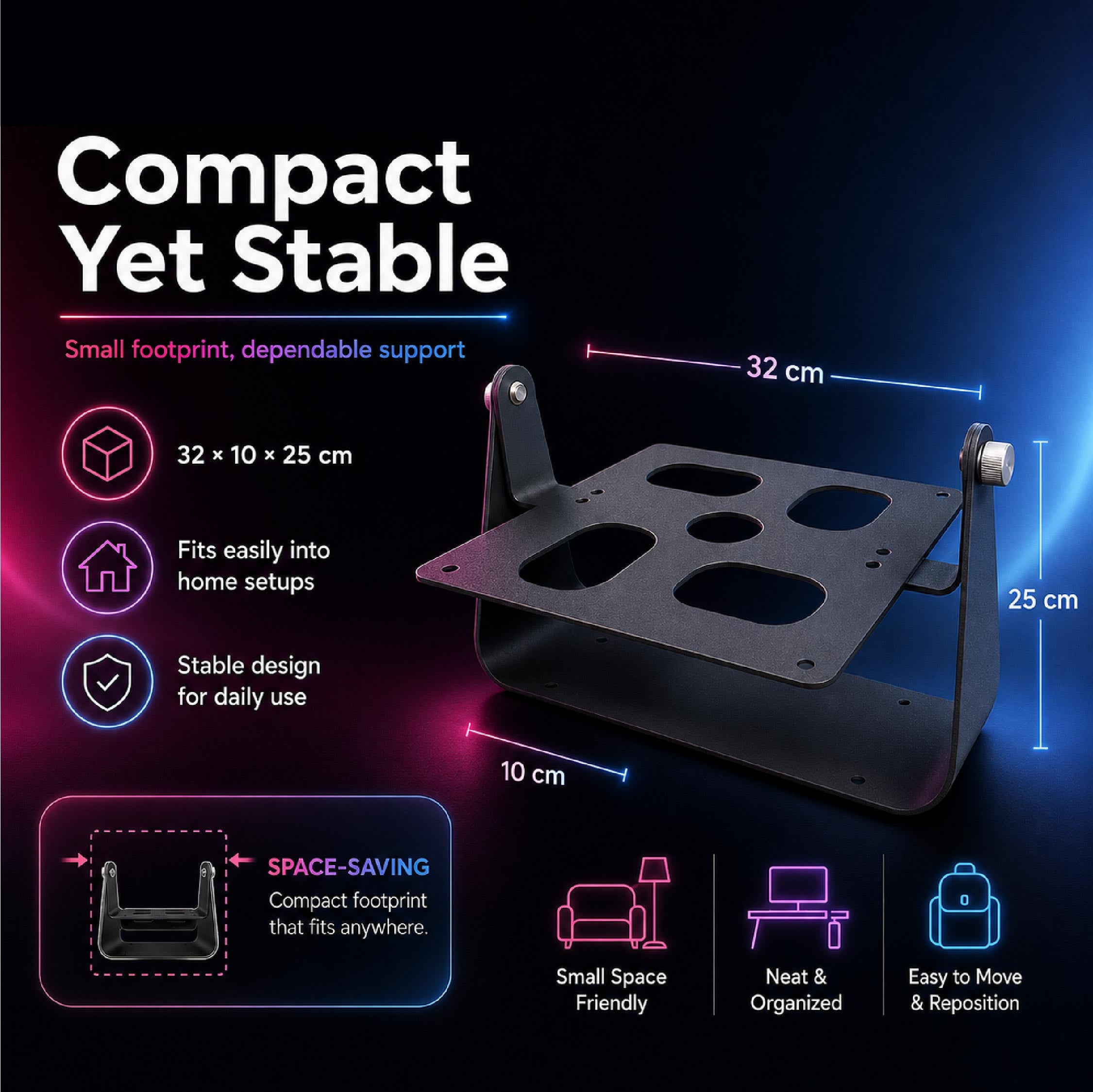 Heco Tilt-Adjustable Metal Projector Stand - DCTB
