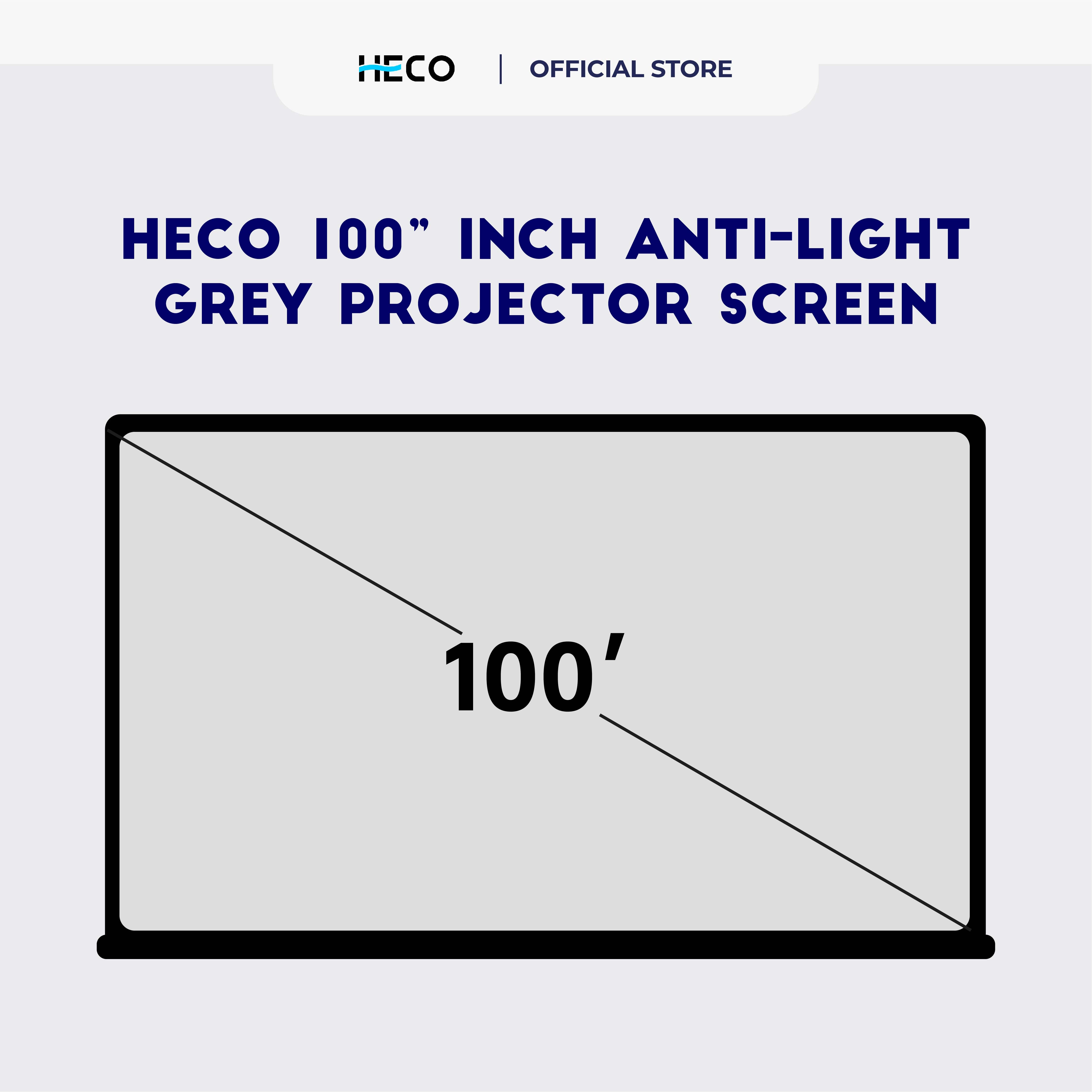 Heco 100” Inch Anti-Light Grey Projector Screen - DCTB