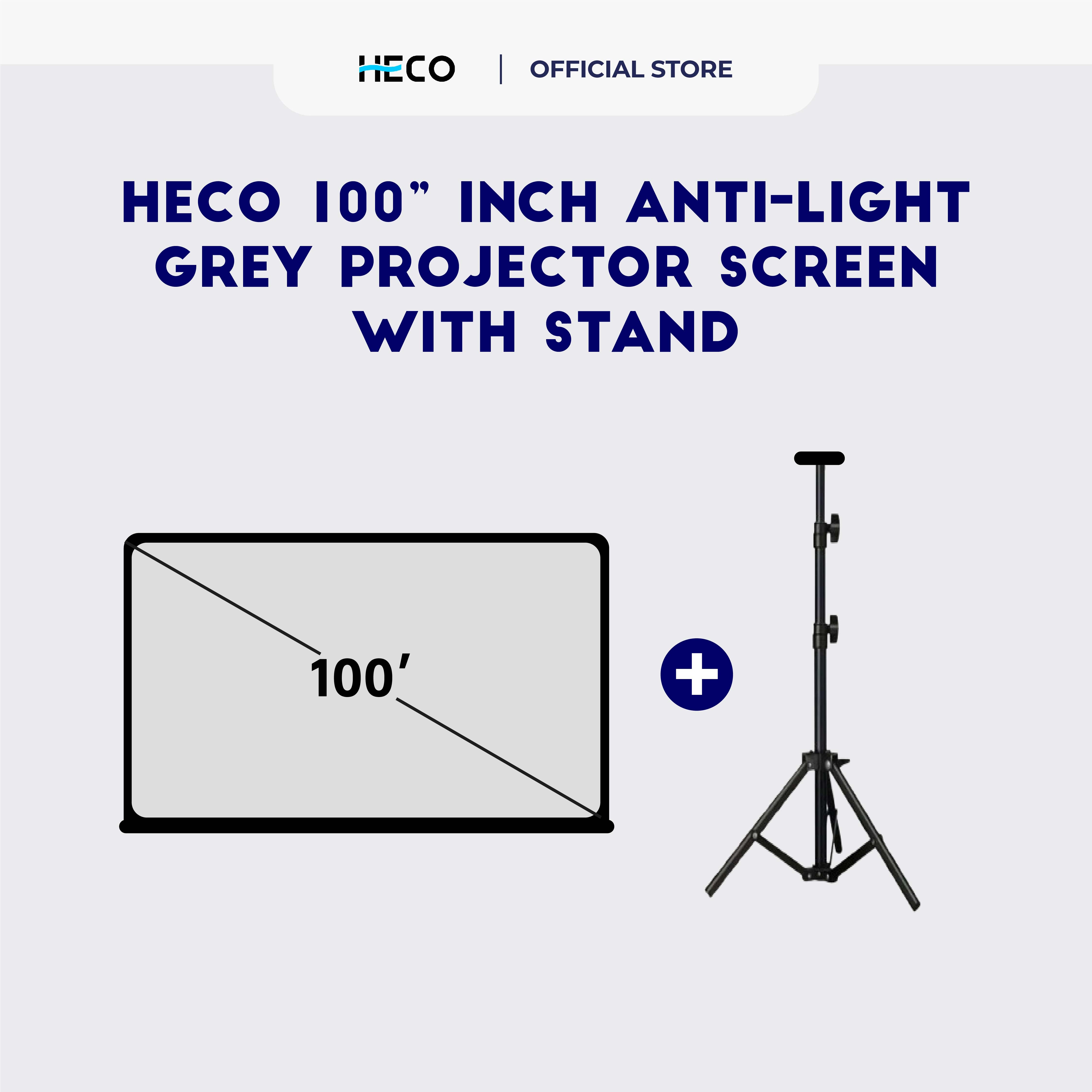 Heco 100” Inch Anti-Light Grey Projector Screen with Stand - DCTB