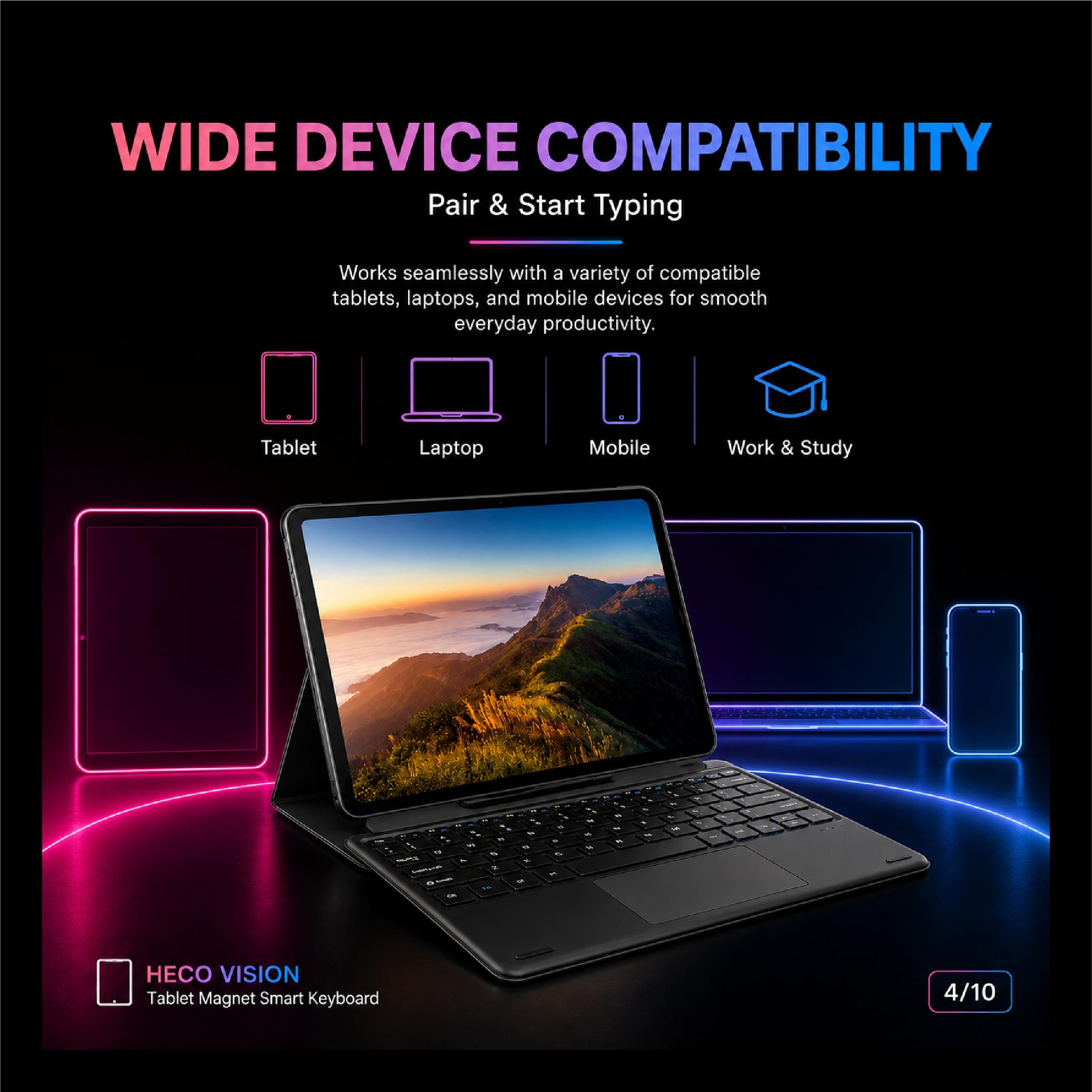 Heco Vision Tablet Magnet Smart Keyboard (10.36' Inch) - DCTB
