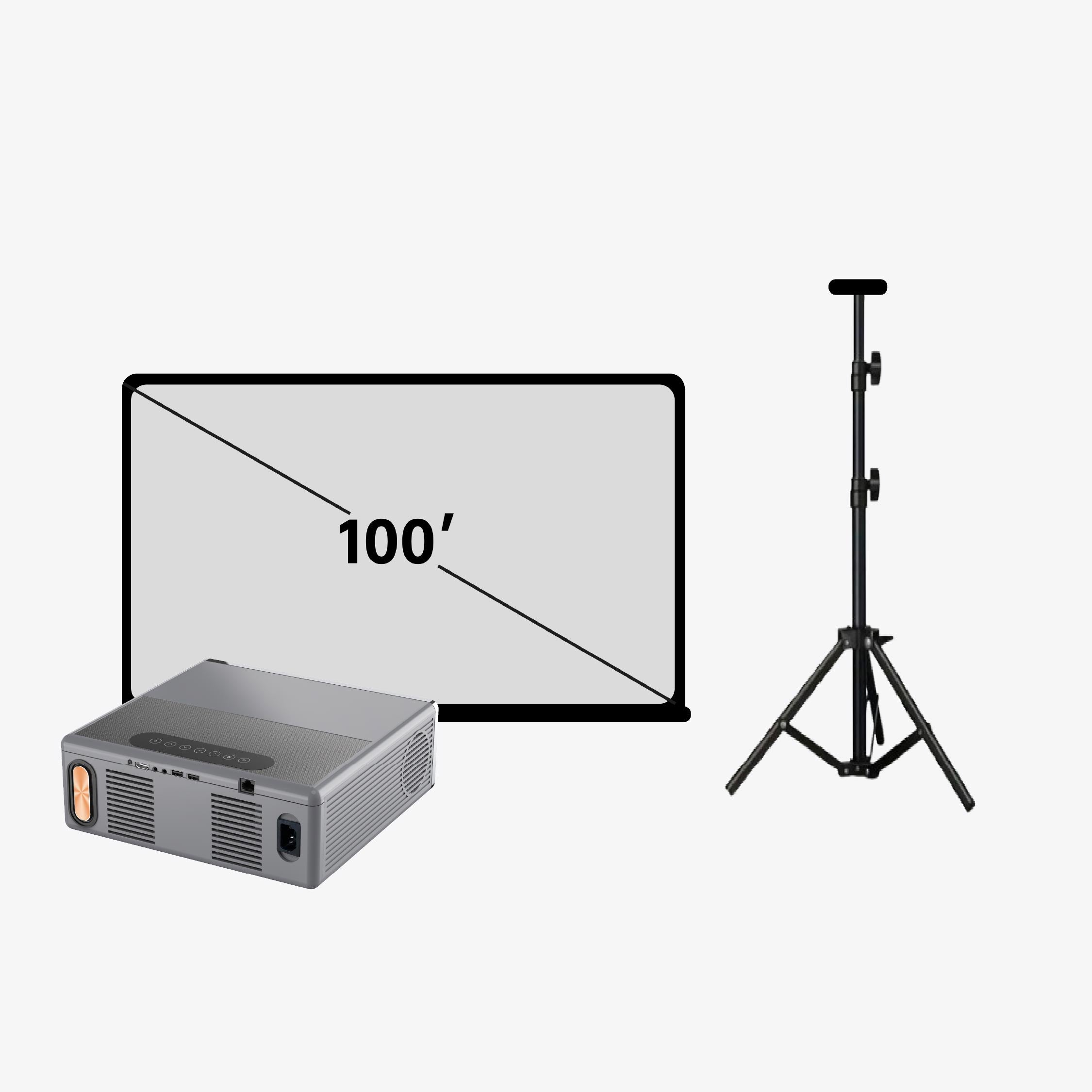 Heco 100” Inch Anti-Light Grey Projector Screen with Stand